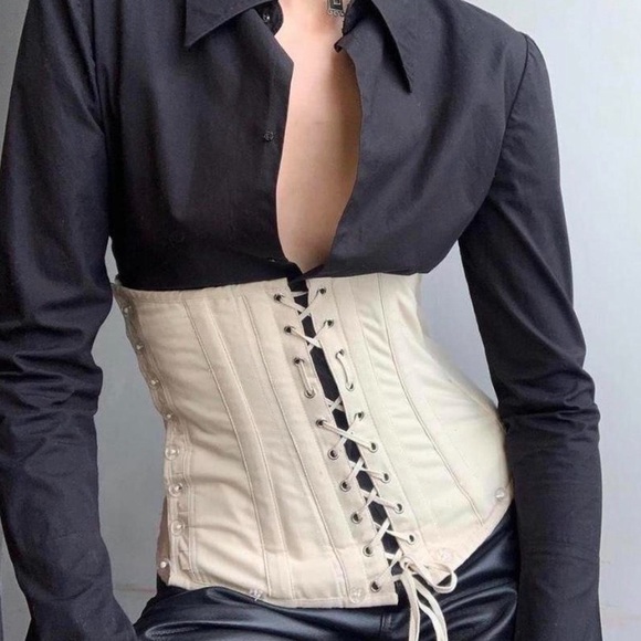 Vintage Cream lace up under bust corset